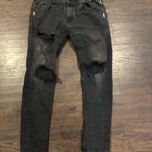 Men's Distressed Black Skinny Jeans